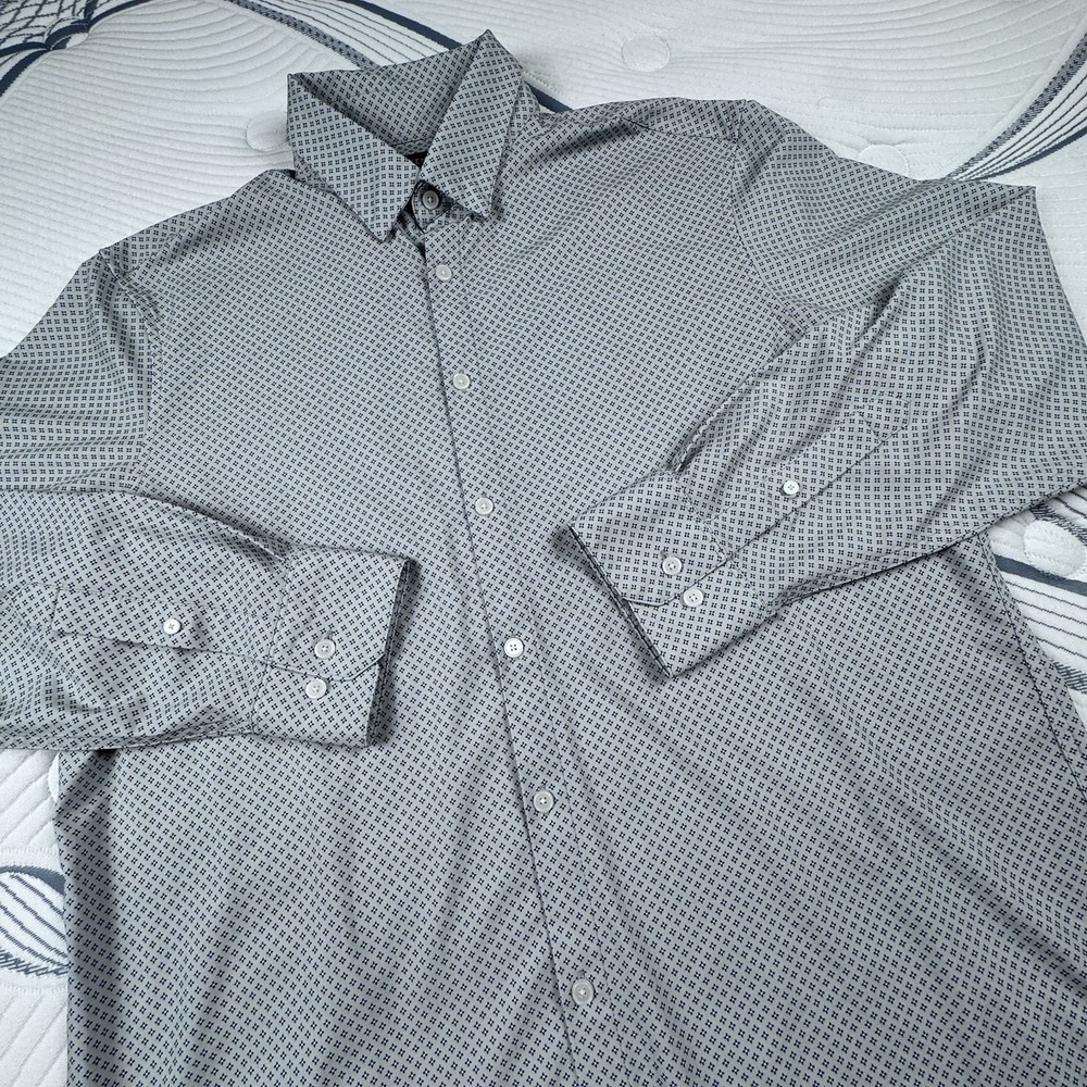 Mizzen Main Leeward Shirt Men L Off-White AOP Floral Button Performance Stretch